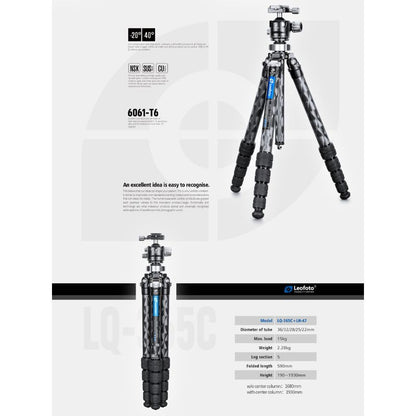 Leofoto Mr.Q series LQ-365C carbon tripod with LH-47 ball head6