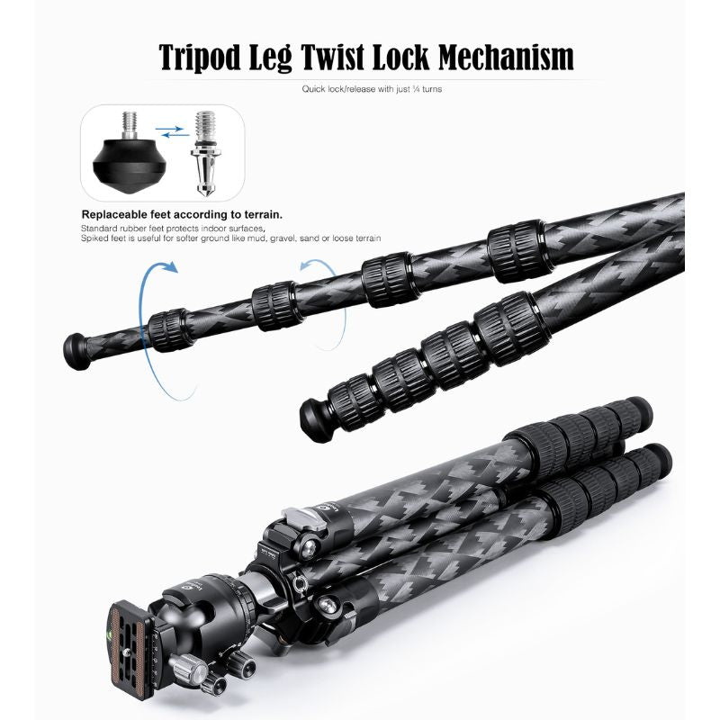 Leofoto Mr.Q series LQ-365C carbon tripod with LH-47 ball head8