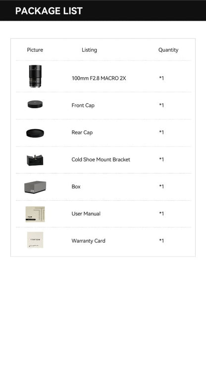 TTArtisan100mmF2.8MacroX2Lens